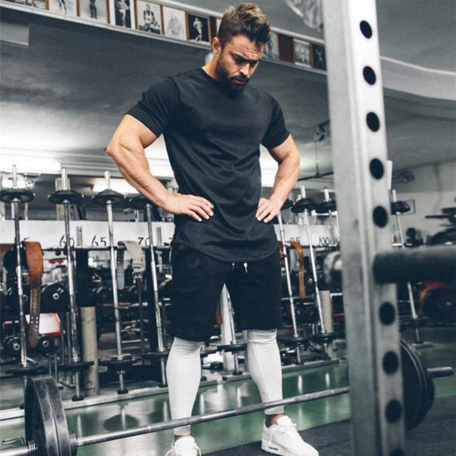Mens Gym Workout Slim Fit Short Sleeve T-Shirt Cotton Performance Athletic Shirts Running Fitness Tee at  Men’s Clothing store