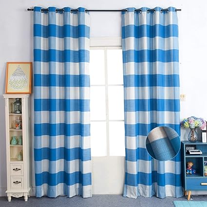 Amazon Com Nauxcen 100 Cotton Plaid Curtains 52 X 63 Inch 2