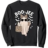 Coquette Leopard Ghost Coffee Boo-Jee Halloween Boujee Ghost Sweatshirt