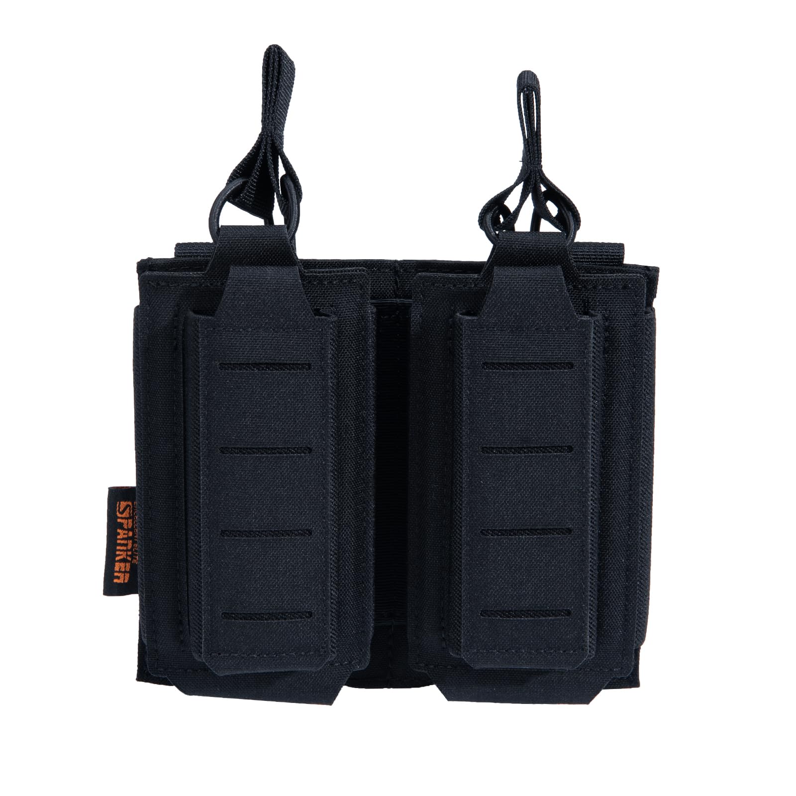 EXCELLENT ELITE SPANKER Tactical Molle Mag Pouch Pistol Mag Pouch for M4 M14 M16 AK AR Elastic Mag Pouch(Double,BLK)