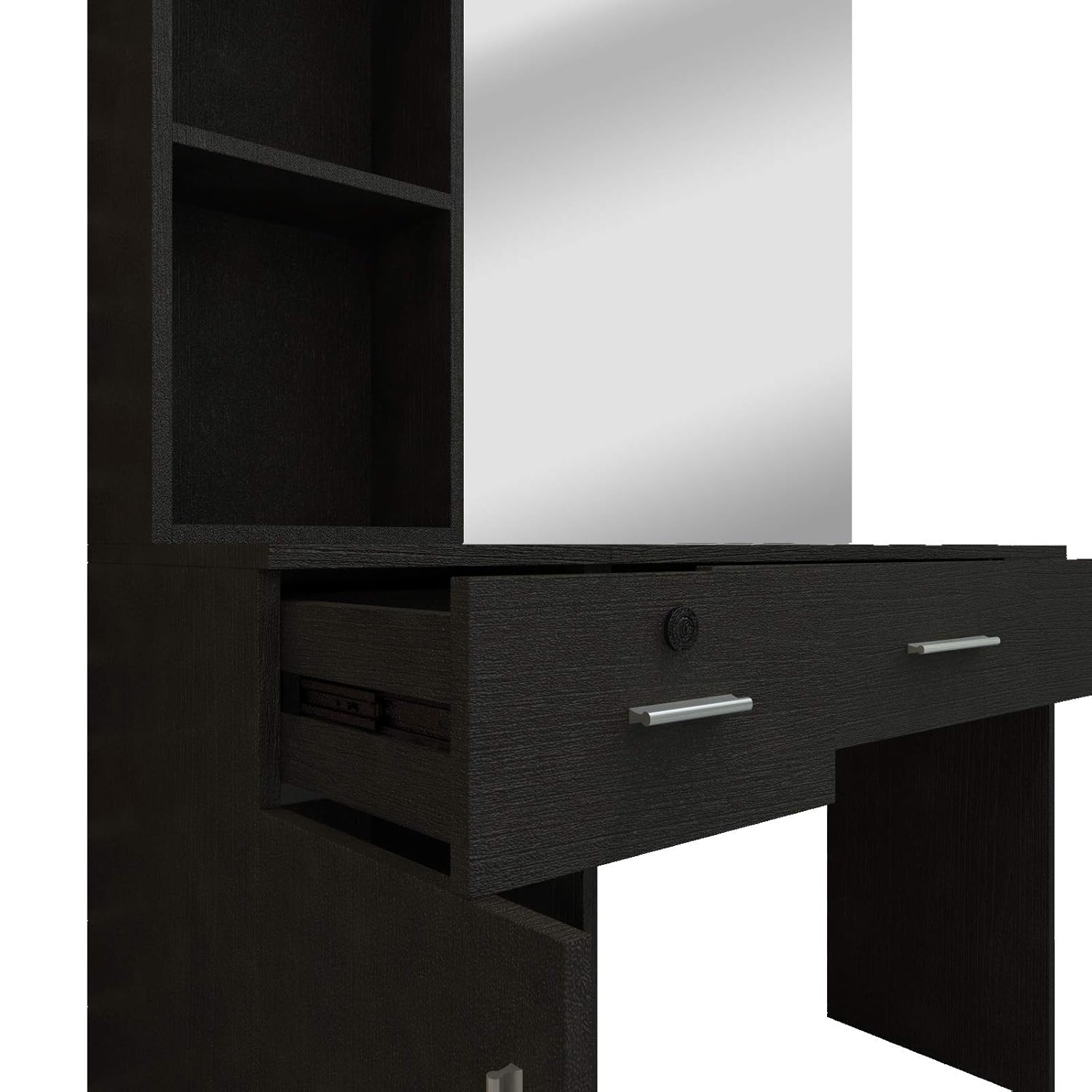 Artist Hand Wall Mount Salon Station Barber Stations Styling Station Barber Beauty Spa Salon Equipment Set with Mirror,Left Shelf (Black): Beauty