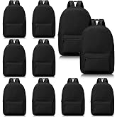 Talltalk 10 Pack 17" School Backpack in Bulk for Kids, Black | Classic Bookbags Bulk, Outdoor Lightweight Travel, Basic Bookbags for Elementary Middle High School Students