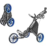 Caddytek CaddyLite EZ V8 Golf Push Cart - Lightweight 3 Wheel Foldable Cart with One-Click 2-Step Folding, EVA Wheels, Adjustable Handle, Cooler Basket, Umbrella & Drink Holder, Compact Golf Cart