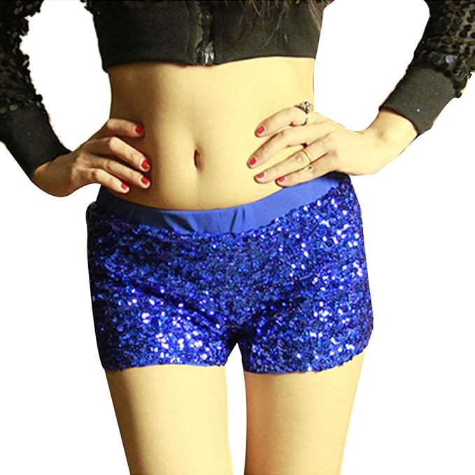 Women Sexy Jazz Dancing Wrap Shorts Street Sequins Party Low Waist Hot