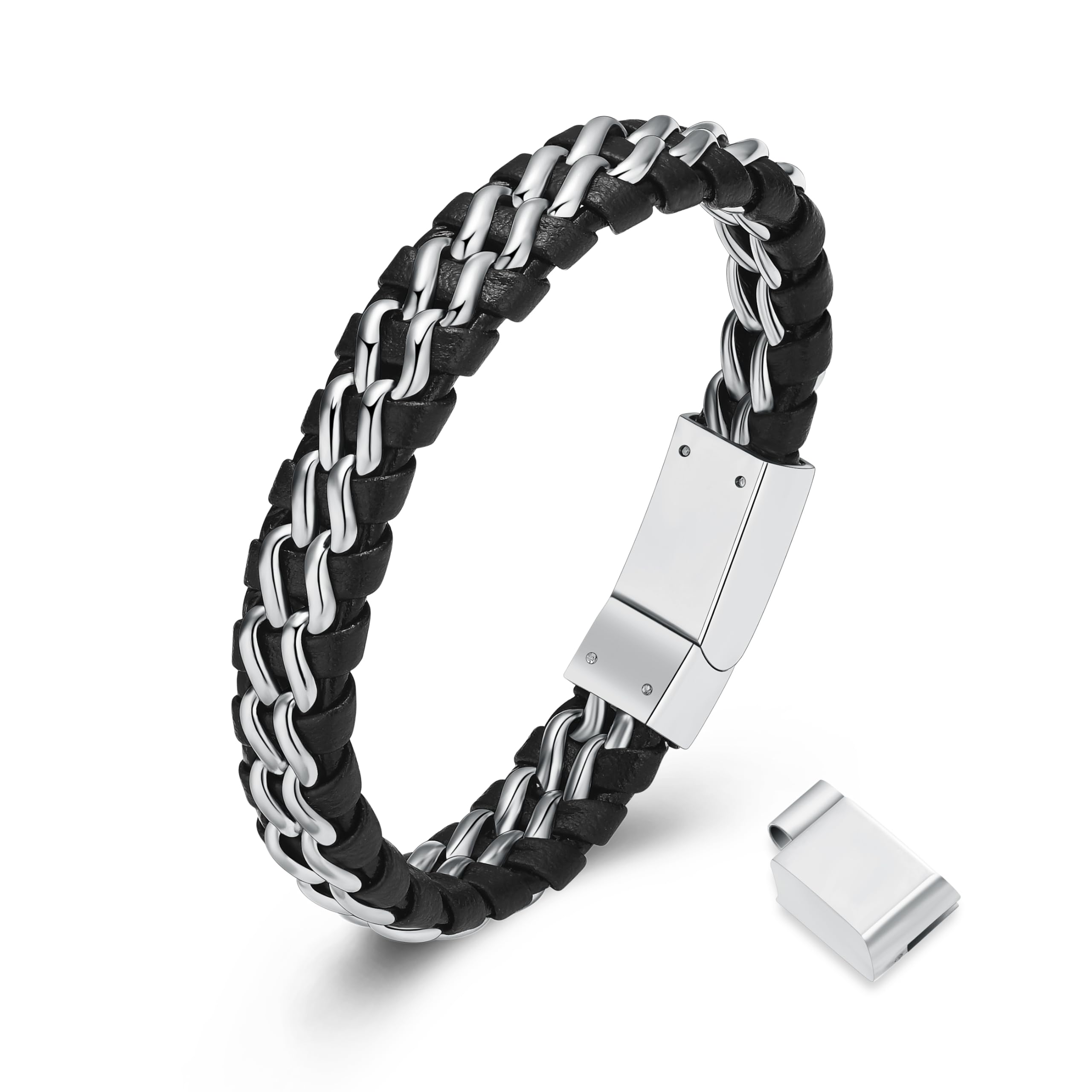 QGJNSGC Urn Bracelet for Ashes - Stainless Steel Cremation Bracelet for Men - Memorial Ashes Holder - Human & Pet Cuff Bangle