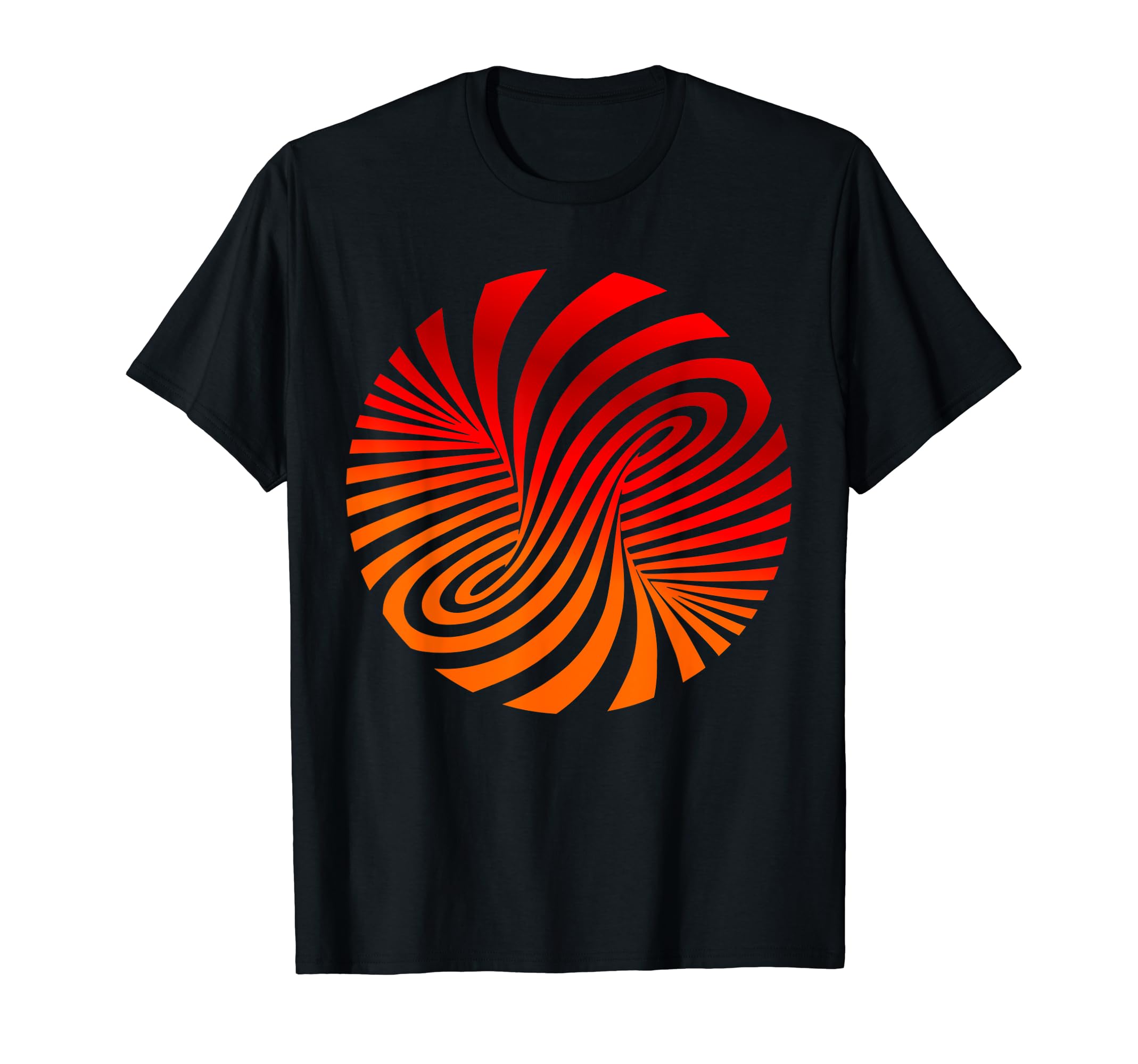Optical Illusion Red Orange Swirl Vortex Eye Trick Art T-Shirt