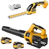 EWORK Cordless Leaf Blower and Hedge Trimmer Combo with 2 x 3.0Ah Batteries, Fast Charger, Electric Leaf Blowers for Lawn Care, 2-in-1 Electric Shrub/Bush Trimmer & Grass Shears