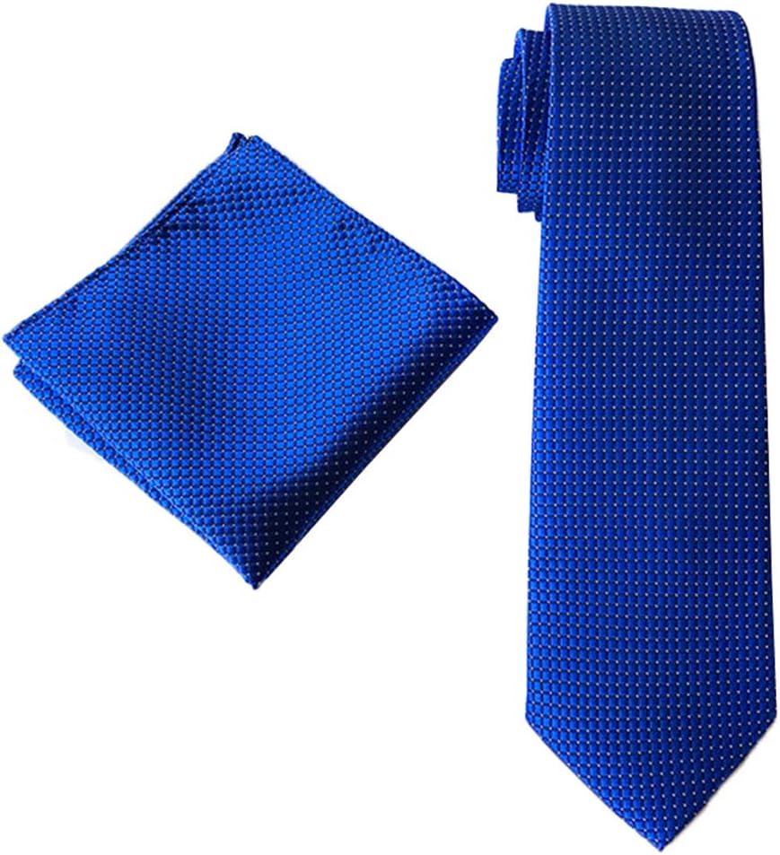 MOHSLEE Men Royal Blue Striped Banquet Suit Tie Handky Necktie Pocket Square Set