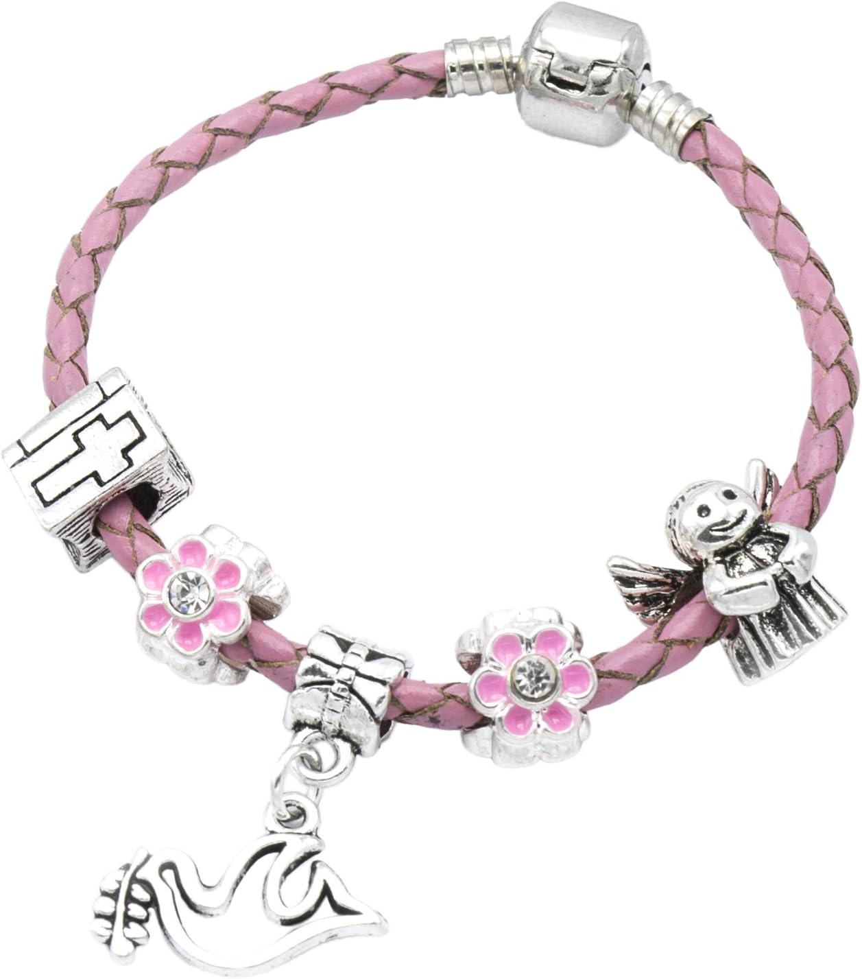 LupstyJewellery Hut Pink Leather Confirmation Charm Bracelet for Girls with Gift Box (16)
