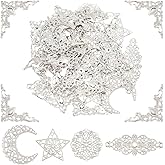 PH PandaHall Filigree Connector Charms Corner Protectors Embellishments Hollow Triangle Wrap Connector with Flower Filigree Pendant Links Resin Fillers for Jewelry Making