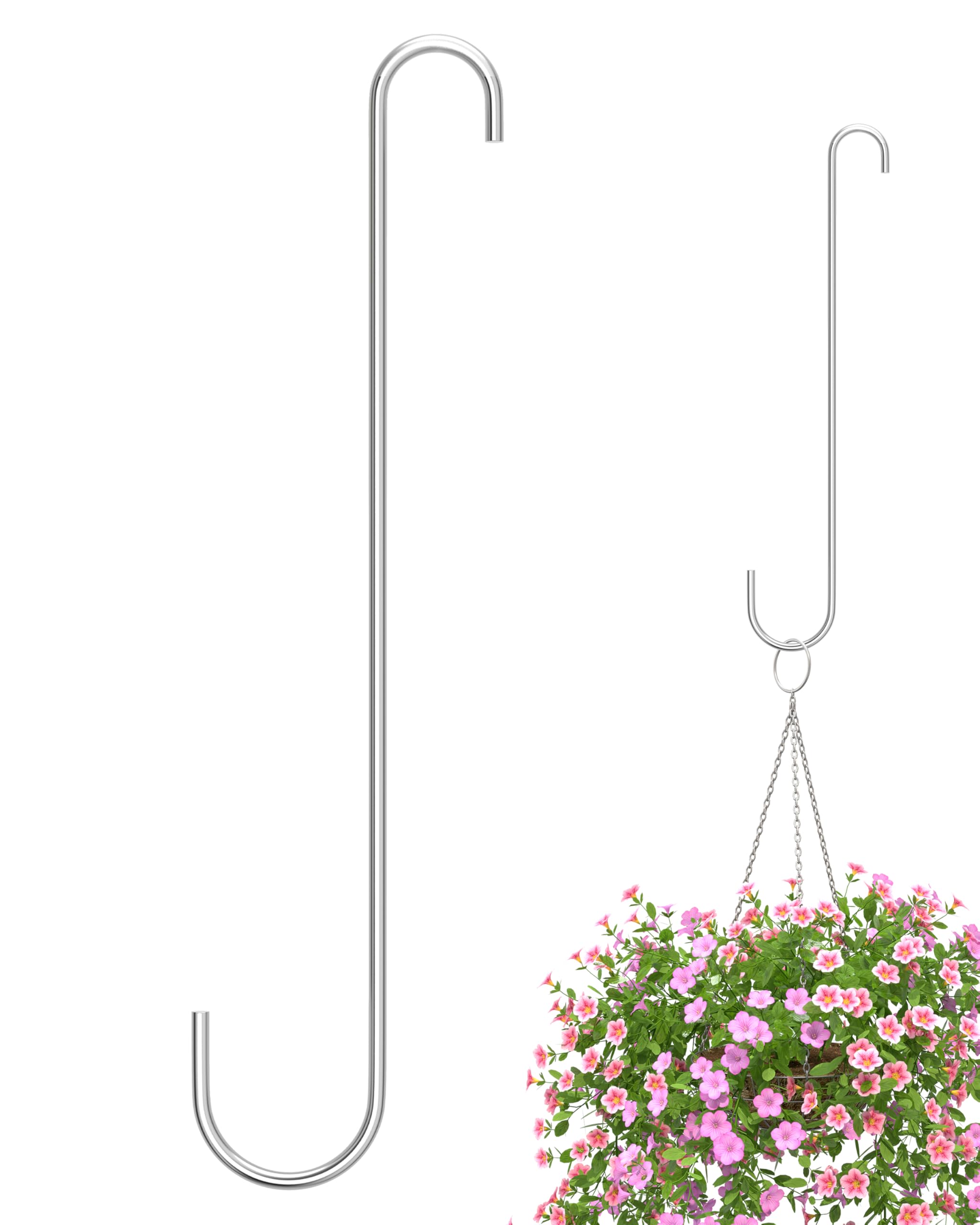 Photo 1 of iBorn 12 Inch Extension S Hooks Stainless Steel S Hooks, Heavy Duty S Hook for Hanging Bird Feeders, Flower Basket, Plants, Lanterns, Windchimes, 1 Pack