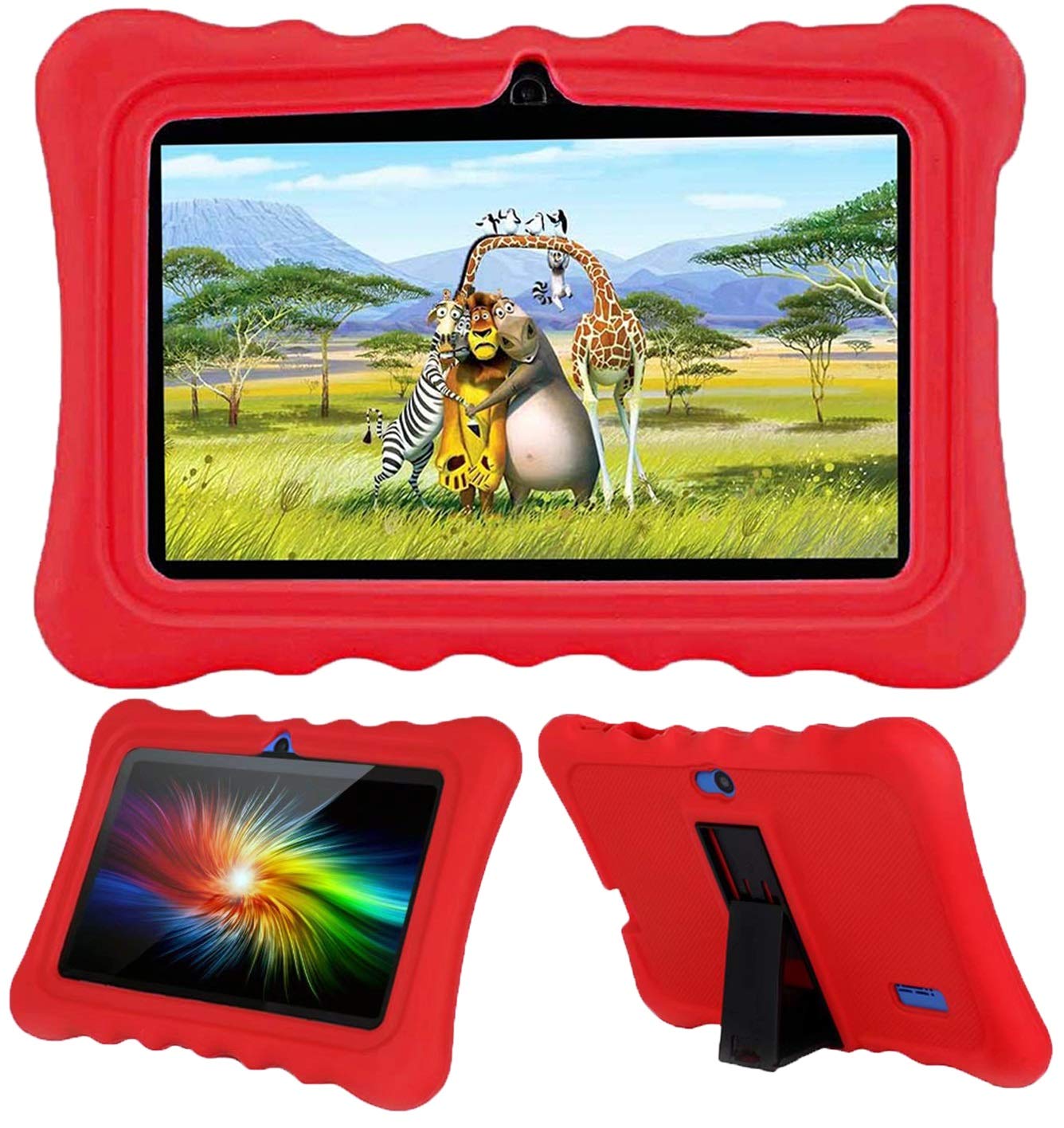 AKNICI 7 Inch Kids Tablet Cases Shockproof Silicone Cover for Dragon Touch Y88X Plus Y88X Pro/Haehne/YUNTAB Q88/ZONKO/Tagital T7K/Contixo/iRULU X37/Pritom/Veidoo/LAMZIEN/Dasuy/CARRVAS Kids Tablet, Red