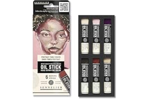 Sennelier Oil Stick Mini Portrait Dark Tones, Set of 6 (12 ml each) Artist Grade Oil Paint Sticks for Portrait & Figure, Pure
