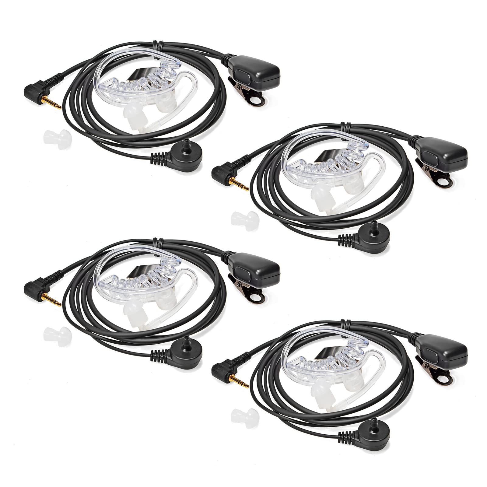 HYSHIKRA 2.5mm Covert Acoustic Tube Earpiece Headset Compatible with Motorola TLKR T60 T61 T62 T81 T80 T82 Extreme Hunter HYT TC-320 Walkie Talkie (4 Pack)