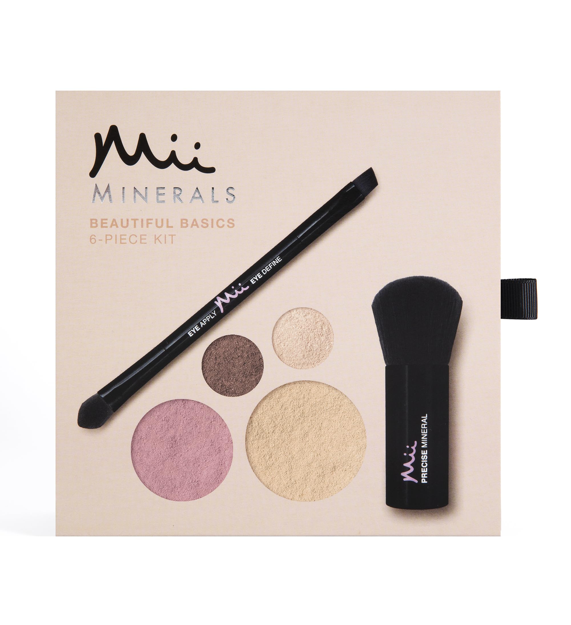 Mii Cosmetics 100% Mineral Beautiful Basics Foundation, Eyeshadow, Blush & Brush Set | Highly Pigmented Colour| Suitable for All Skin Types | Great for Sensitive Skin | Precious Porcelain 01