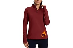 MAGCOMSEN Women's Quarter Zip Fleece Pullover Thermal Shirts with Zip Pocket Workout Running Tops Thumb Holes