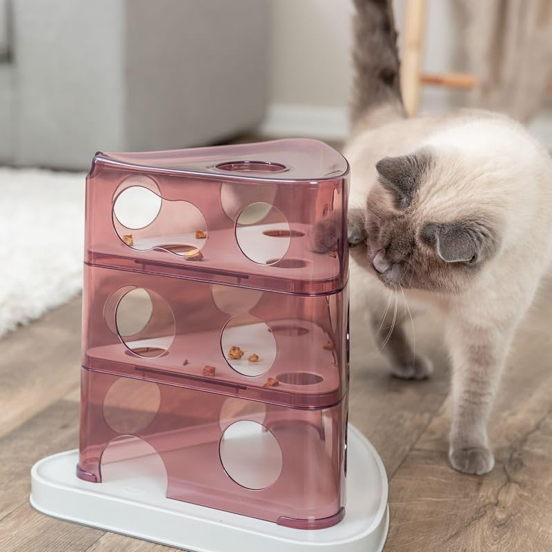Juguete Interactivo para Gatos de Torre de Queso, Juguetes de enriquecimiento para Gatos de Interior, Rompecabezas Interactivo y estimulación Mental