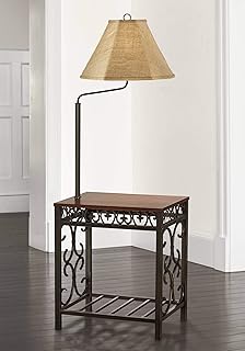 Combination Floor Lamp End Table With Shelves And Swing Arm Shade