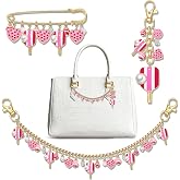 PHALIN 3PCS Game Day Bag Charms for Women Pickleball Golf Football Purse Charms Brooch Pins Keychains Sports Outfits Gifts