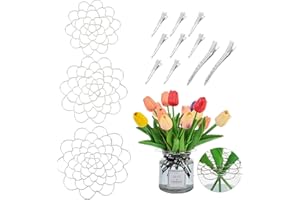 DAZZLEIMART Flower Grid Arrangement Holder with Clips, 3Pcs Sets Stainless Steel Wire Floral Insert Arranger Tool, Floral Frogs for Vase, Reusable Bouquets Accessories (Silver-Set A)