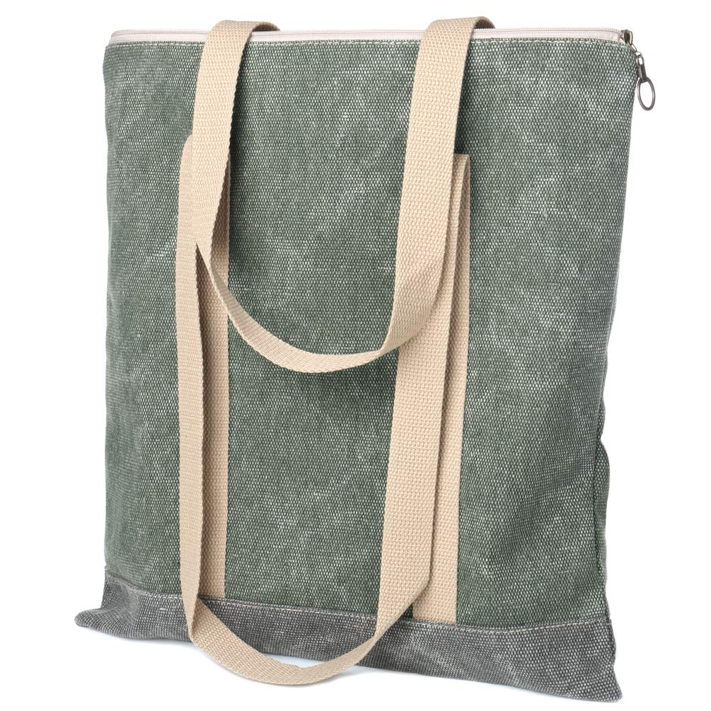 Flwydran Women Handbag Shopping Tote with Zipper Crossbody Unisex Work School Imitation linen Canvas Reusable Grocery Tote Bags