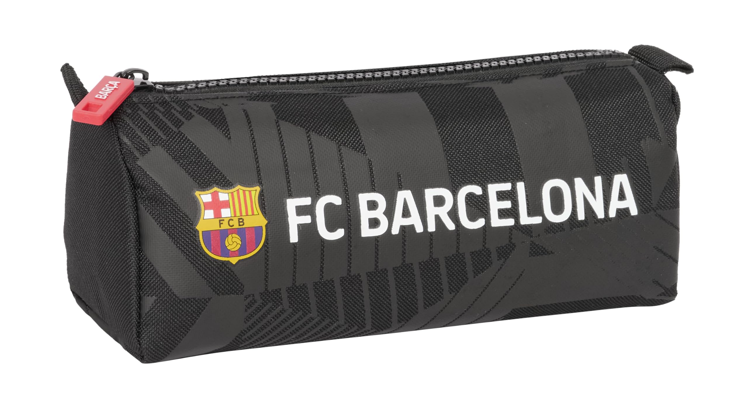 F.C. Barcelona Black – Pencil Case with Zip and Compartment, Children's Pencil Case, Ideal for School Age Children, Comfortable and Versatile, Quality and Resistance, 21 x 7 x 8 cm, Black,