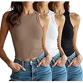 3 Pack Women Sleeveless High Neck Tank Tops Casual Basic Cotton Crop Tops Slim Fit Shirts for Women