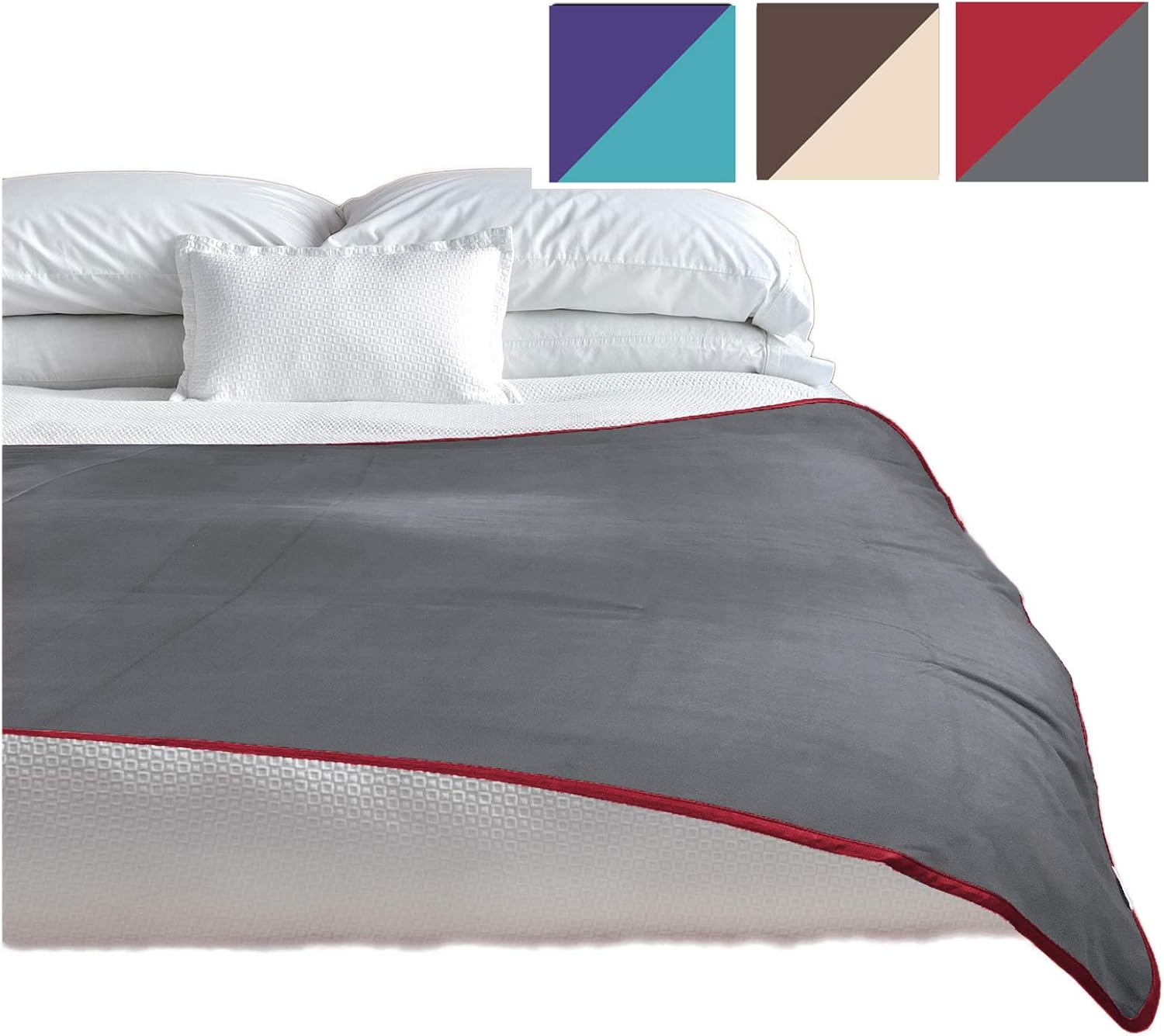 TOP Waterproof Blanket - Keeps Everything 100% Dry - No Matter How Wet It Gets! Deluxe Bed Mattress and Furniture Protector for People and Pets, Soft Fleece (Red Gray Reversible, Jumbo 80x60): Home & Kitchen