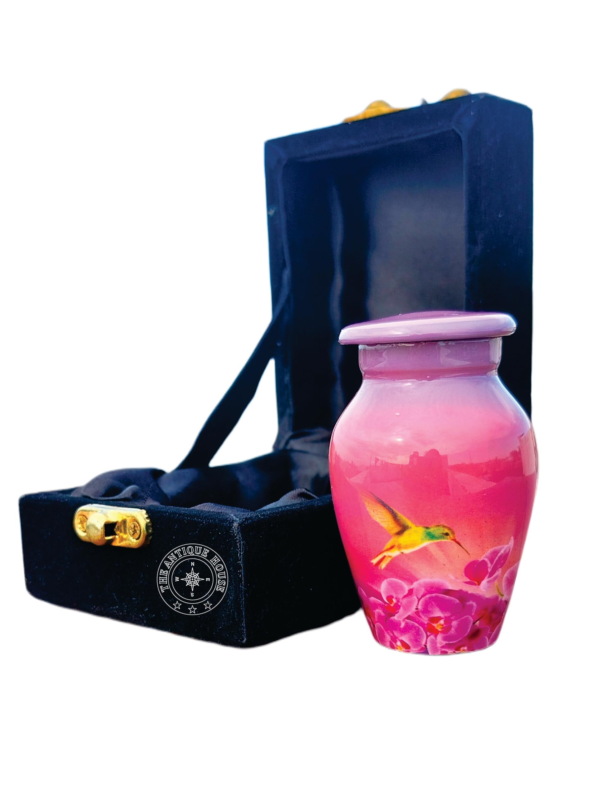 Cremation Mini Keepsake Urn for Female & Male Ashes Adult Beautiful and Timeless Find Comfort Everytime You Look at This Urn Humming Bird - with Black Box