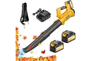 AKOBR Cordless Leaf Blower, 540CFM/170MPH Electric Leaf Blower Cordless with 2 * 6.0Ah Battery,6 Speed and Turbo Mode,Battery Powered Leaf Blower for Lawn Care,Patio,Blowing Leaves,Dust Snow and Blowing