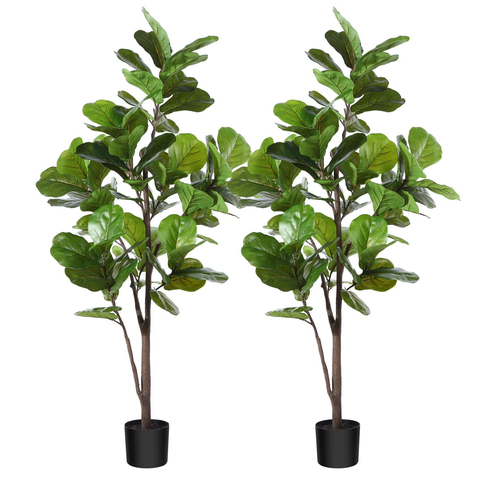Photo 1 of **MISSING POTS***CROSOFMI Artificial Fiddle Leaf Fig Tree 65Inch Fake Ficus Lyrata Plant with 68 Leaves Faux Plants in Pot for Indoor House Home Office Garden Modern Decoration Perfect Housewarming Gift?2Pack