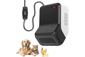 FUTUREBATT Dog house heater for chicken coop pet, adjustable temperature of 300W/600W for winter warmth, low noise, overheat protection, bite-proof wires, suitable for indoor and outdoor use