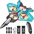 4DRC V17 Foam Remote Control Airplanes RC Planes for Kids Adults 4-7 8-16, RC Airplane Fighter Jet with Light, 360° Flip Fighter Jet Toy, Gravity Sensing, Stunt Roll, Airplane Toy Gifts for Kids Boys
