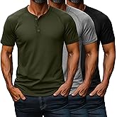Riyiper 3 Pack Henley Shirts for Men Short Sleeve Raglan M-5XL Regular and Big Tall Tops Casual Summer Basic Tee