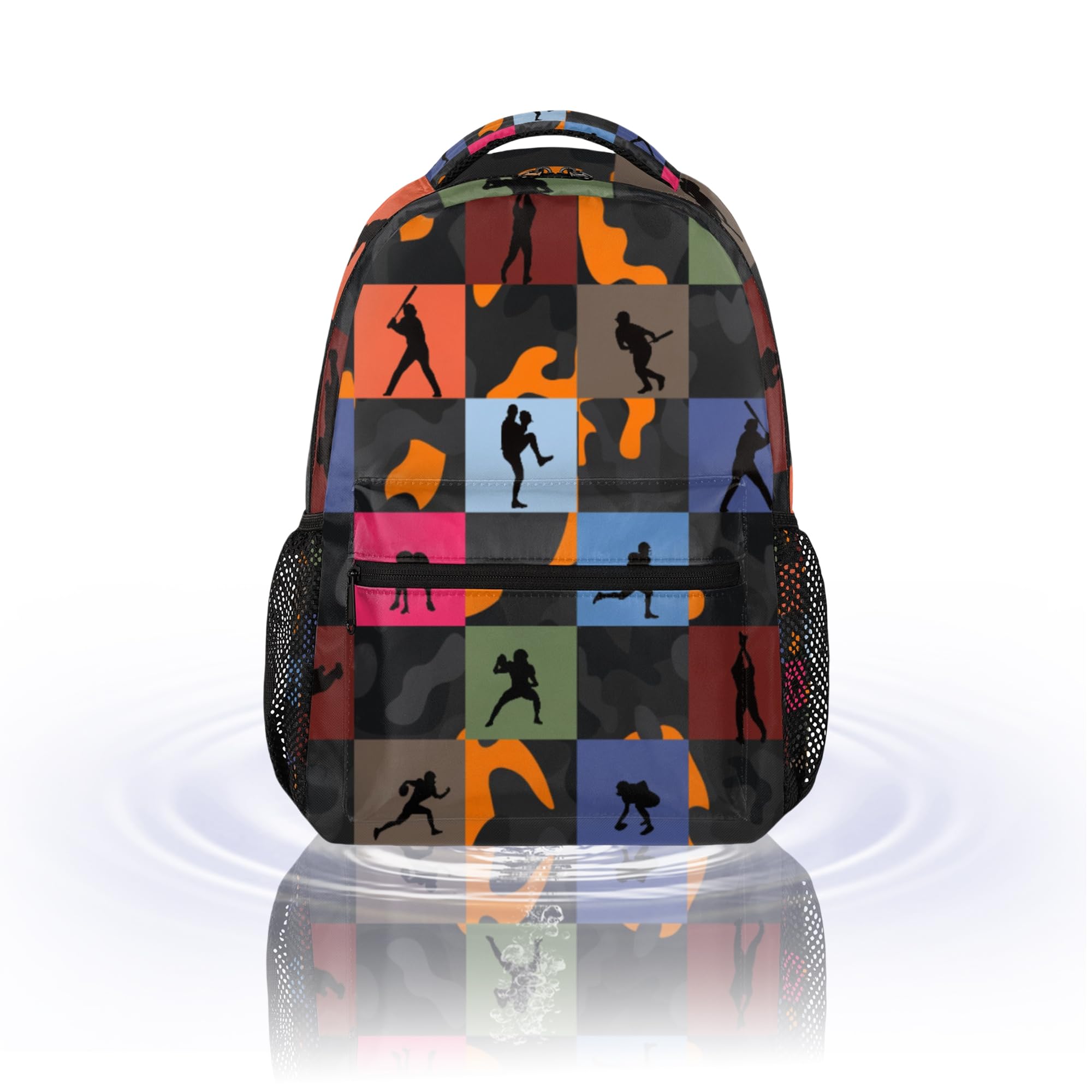 Photo 1 of CFERSAN Kids School Backpacking Backpack for Teens Girls & Boys Camo Themed Baseball Silhouette Middle School Aesthetic Students Bookbag 16 in Cute Lightweight Gym Travel Bag Sports Schoolbag