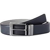 Armani Exchange Men's Leather Belt With Plaque, Black, One Size
