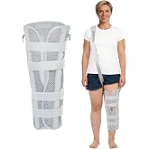 GAOUREL Knee Immobilizer Brace for Men Women, Adjustable Leg Splint with 4 Rigid Aluminum Splints for Post-Surgery Recovery, Breathable Knee Support for Injury with Free Walking Assistance Strap (gray,L)