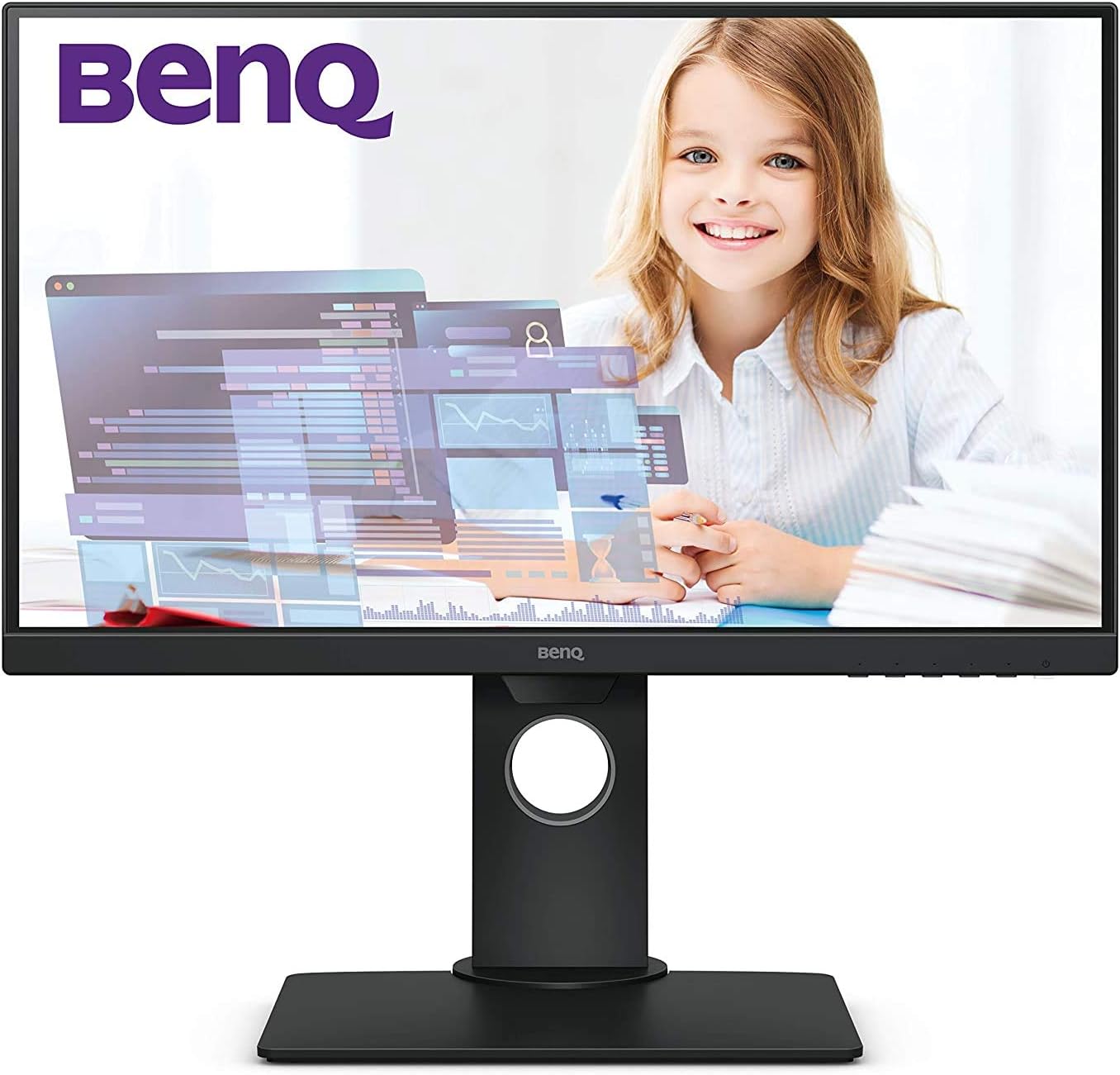 BenQGW2480T 24 inch 1920 X 1080,IPS Full HD Ultra-Slim Bezel Monitor, Height Adjust, Eye Care, Anti-Glare, Brightness Intelligence, Speakers, Color Weakness Mode, HDMI, DP, VGA (Black)