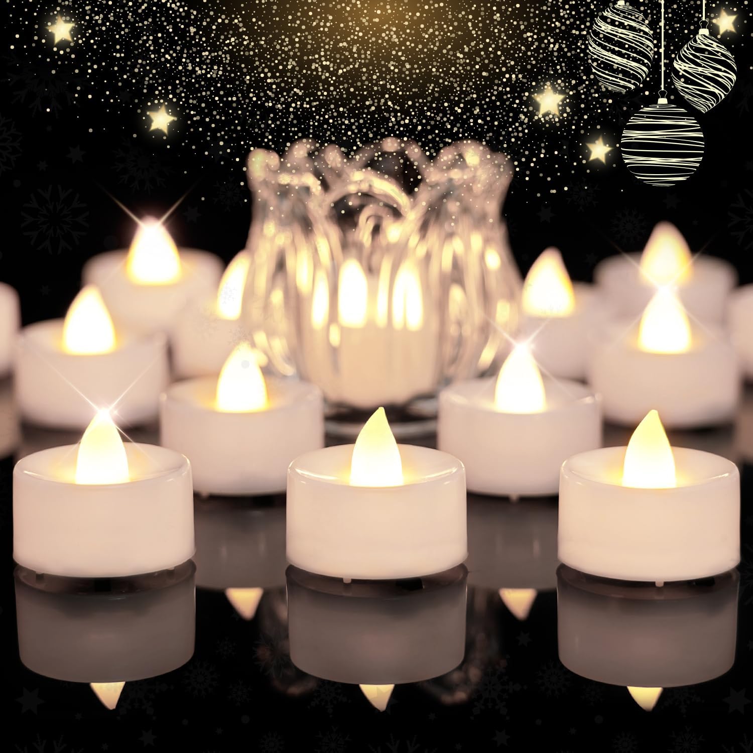 Lighting - BEICHI 24pcs Battery Operated Tea Lights with Timer, Built-in 6 Hours Timer Tea Lights, Warm White Flickering Electric Tea Candles with Timer, 1.4'' Dia x 1.25'' H, Led Flameless Candles with Timer