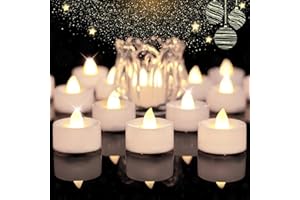 BEICHI 24pcs Battery Operated Tea Lights with Timer, Built-in 6 Hours Tea Light, Warm White Flickering Electric Tea Candles with Timer, 1.4'' Dia x 1.25'' H, LED Flameless Candles with Timer