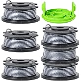 Replacement Spool for Greenworks 0.065" Single Line Auto-Feed String Trimmer Spools + Replacement Spool Cover Cap,Compatible with Greenworks 24V12'' and 40V13'' String Trimmer -7Pack(6 Spool + 1Cap)