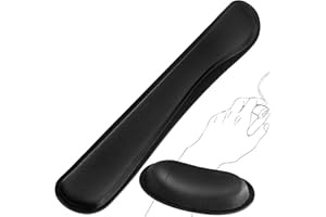 AVAKOT Ergonomic Gel Keyboard Wrist Rest Mousepad Rests for Computer, Memory Foam Keyboard Wrist Rest Set, Keyboard Mouse Wrist Support for Typing Pain Relief, Desk Pads Support Hand and Arm, Black