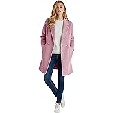 Pantete Womens Winter Warm Pea Coat Herringbone Notch Lapel Mid-Long Single Breasted Quilted Lined Trench Jacket
