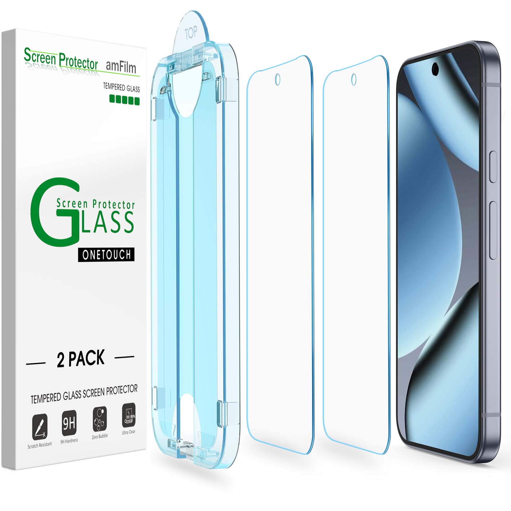 Photo 1 of amFilm Auto-Alignment OneTouch for Google Pixel 10 Pro/Pixel 10 [6.3''] Screen Protector, 30 Seconds Installation, Bubble Free, Case Friendly, Anti-Scratch [2 Pack]