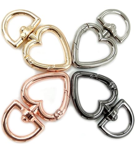 Heart Shape Swivel Snap Hooks - 10 Pack Gold Rotatable Buckles For Keychains & Crafts