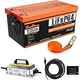 Cloudenergy 48V(51.2V) 105Ah LiFePO4 Lithium Golf Cart Battery Built-in 250A BMS,with Mobile APP,Touch Monitor and retention strap,6000+ Cycles,Perfect for Golf Carts(GFA48V-105AH With Charger)