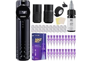 MAST TATTOO Mast Archer Tattoo Kit Wireless Rotary Tattoo Gun Pen Machine Kit Complete Tattoo Kit with Silicone Shoes Gift for Tattoo Studio Art
