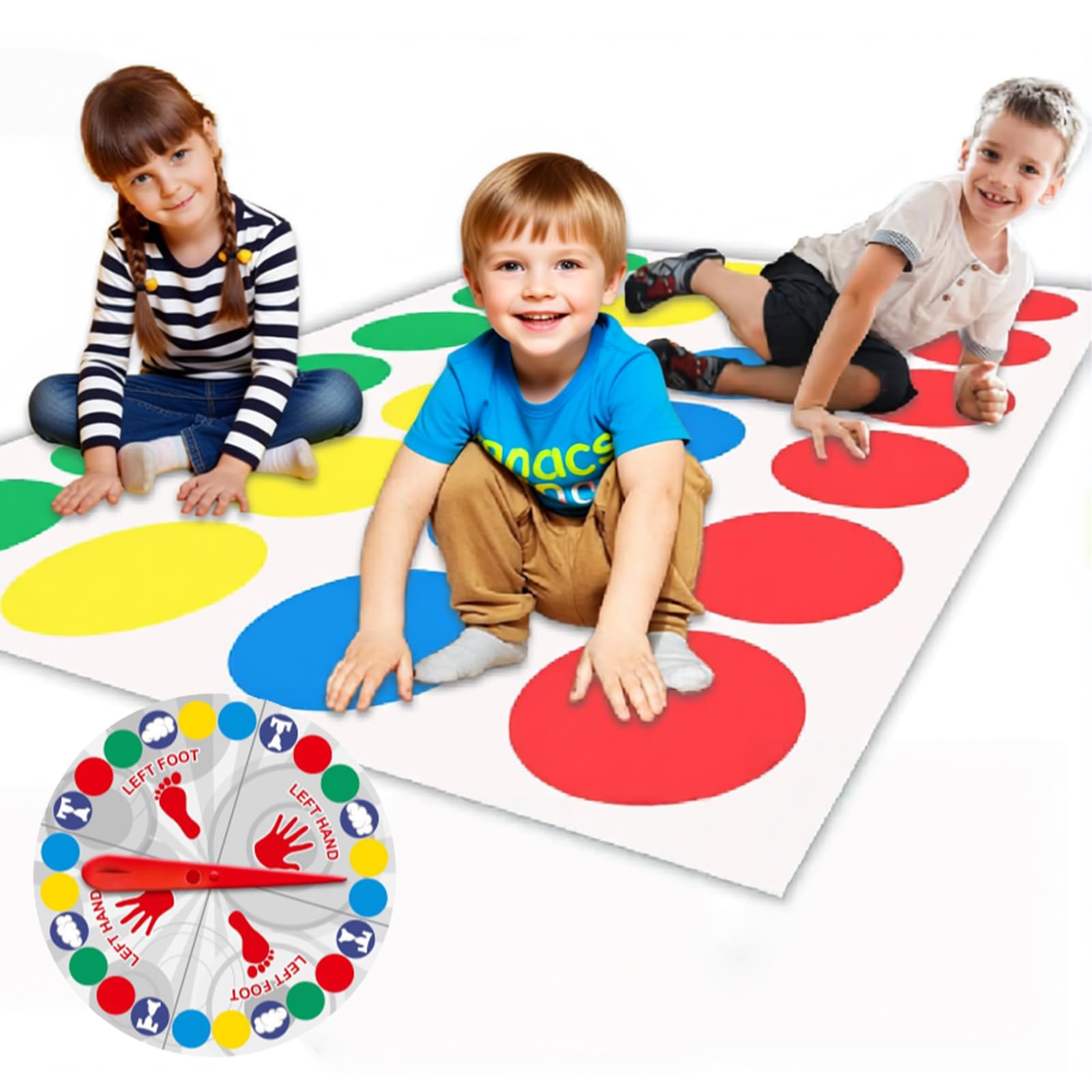 Wetopee 2Pcs Family Party Twister Game for Kids - Funny Balance Floor Game with Spinner & Play Mat, Indoor Outdoor Birthday Party Games/Birthday Gift for 2+ Players