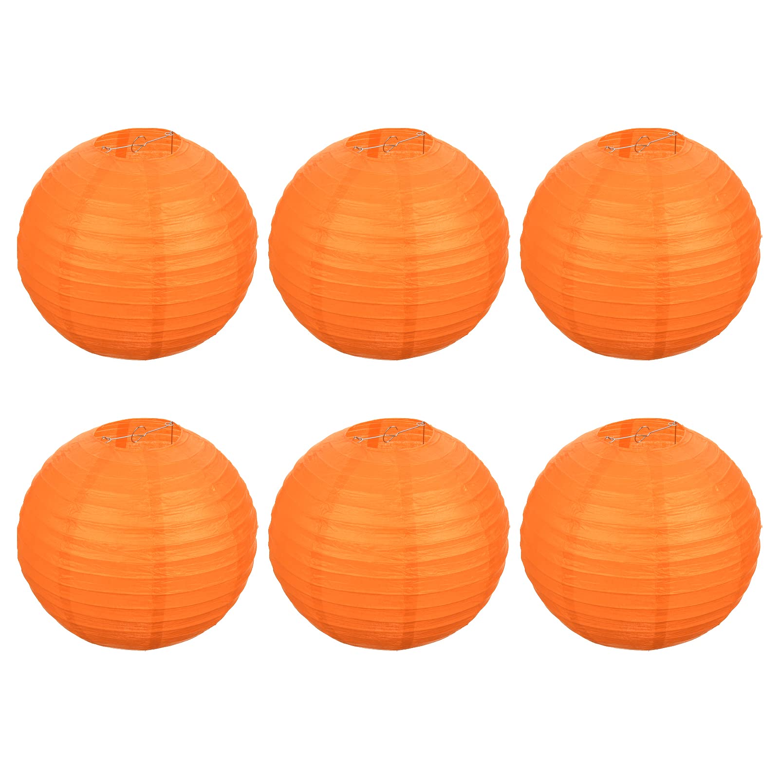 PATIKIL 12 Inch Paper Lanterns, 6 Pack Round Folding Hanging Lamp Shade for Wedding Home Party Festival Celebration, Orange