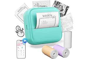 WCZ Sticker Maker M02X Mini Sticker Printer Bluetooth Mini Portable Thermal Printer Inkless Pocket Photo Printer Come with 3 Rolls Paper for Study Notes,Memories,Photo,Receipt, Gift